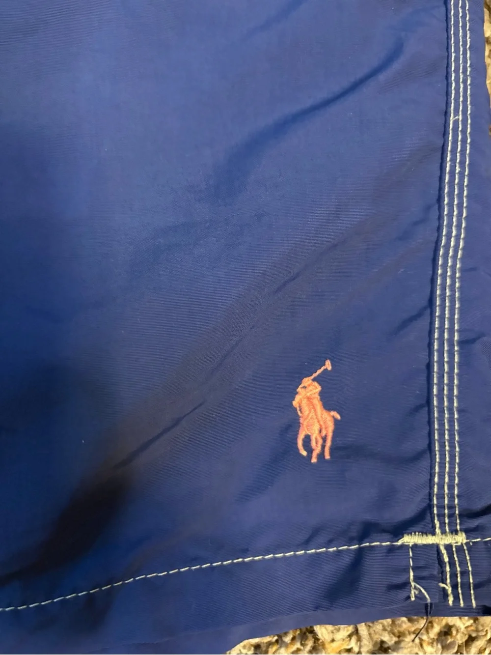 Polo by Ralph Lauren Blue Men's Swim Trunks Board Shorts Pink Pony Logo Size XL